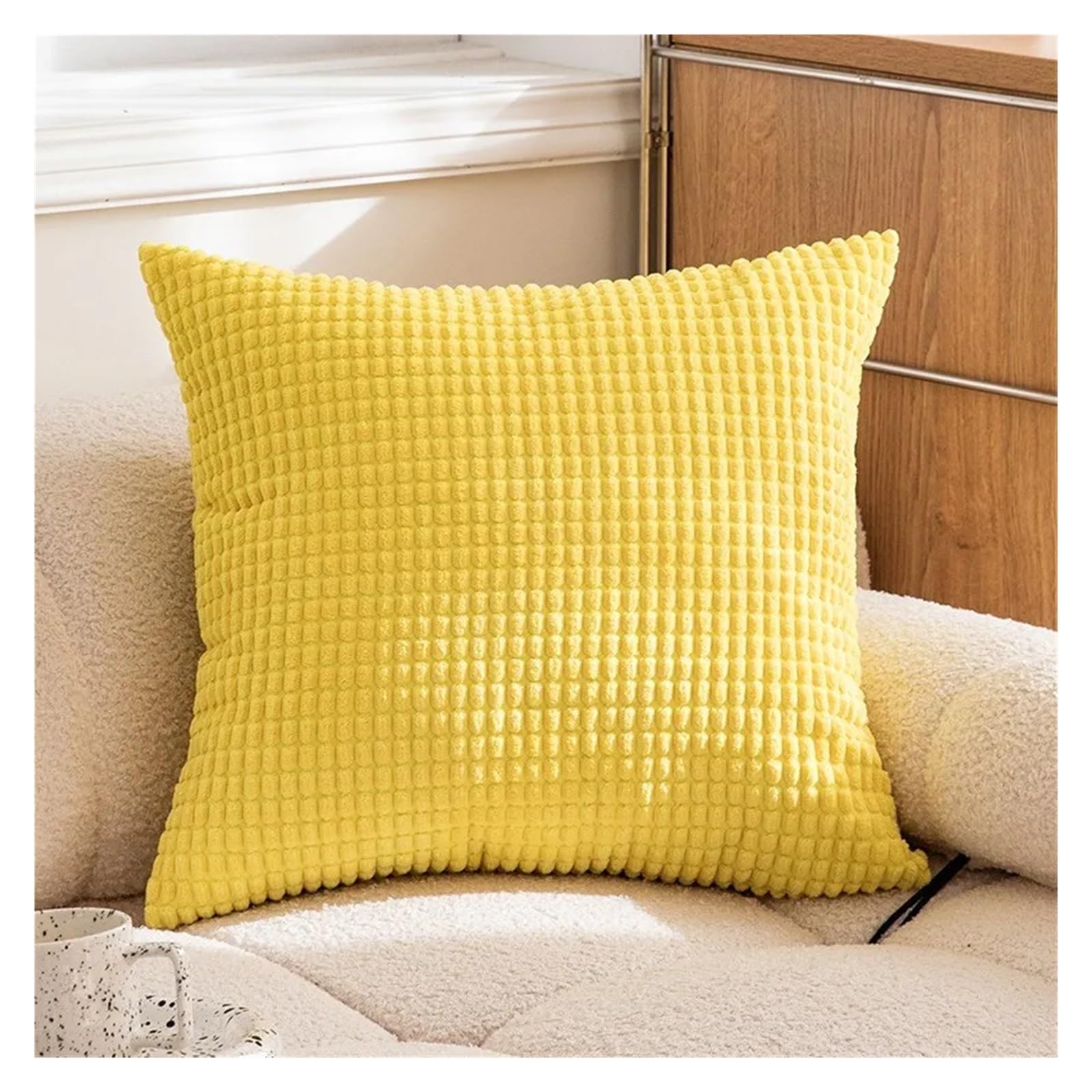 SHBHWS Plush Pillowcase 45/50/55/60/66cm Cushion Cover For Home Living Room Sofa Decoration For Living Room Sofa(YELLOW,30X50cm)