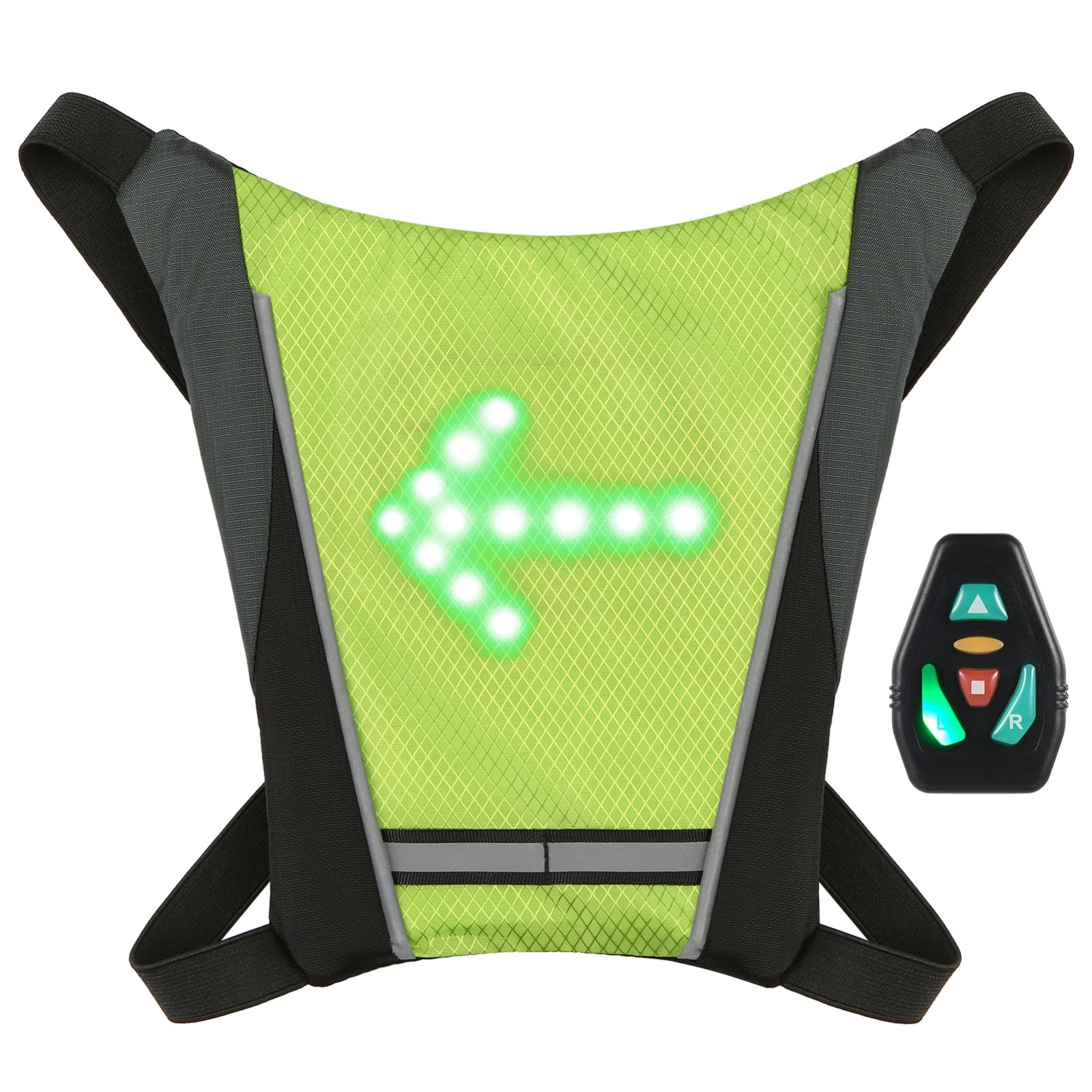 LED Turn Signal Bike Pack USB Rechargeable Reflective Backpack Attachment Clip with Remote Control LED Backpack with Direction Indicator Safety Light Bag Sports Vest for Cycling Running Walking