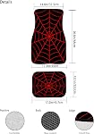 Ensemble de tapis de plancher de voiture Web Spider 4,Fond noir avec Red Spiderweb modèle Halloween véhicule Avant tapis arrière Mats universels voiture Rugs Bright Cobweb modèle accessoires de voiture pour camion