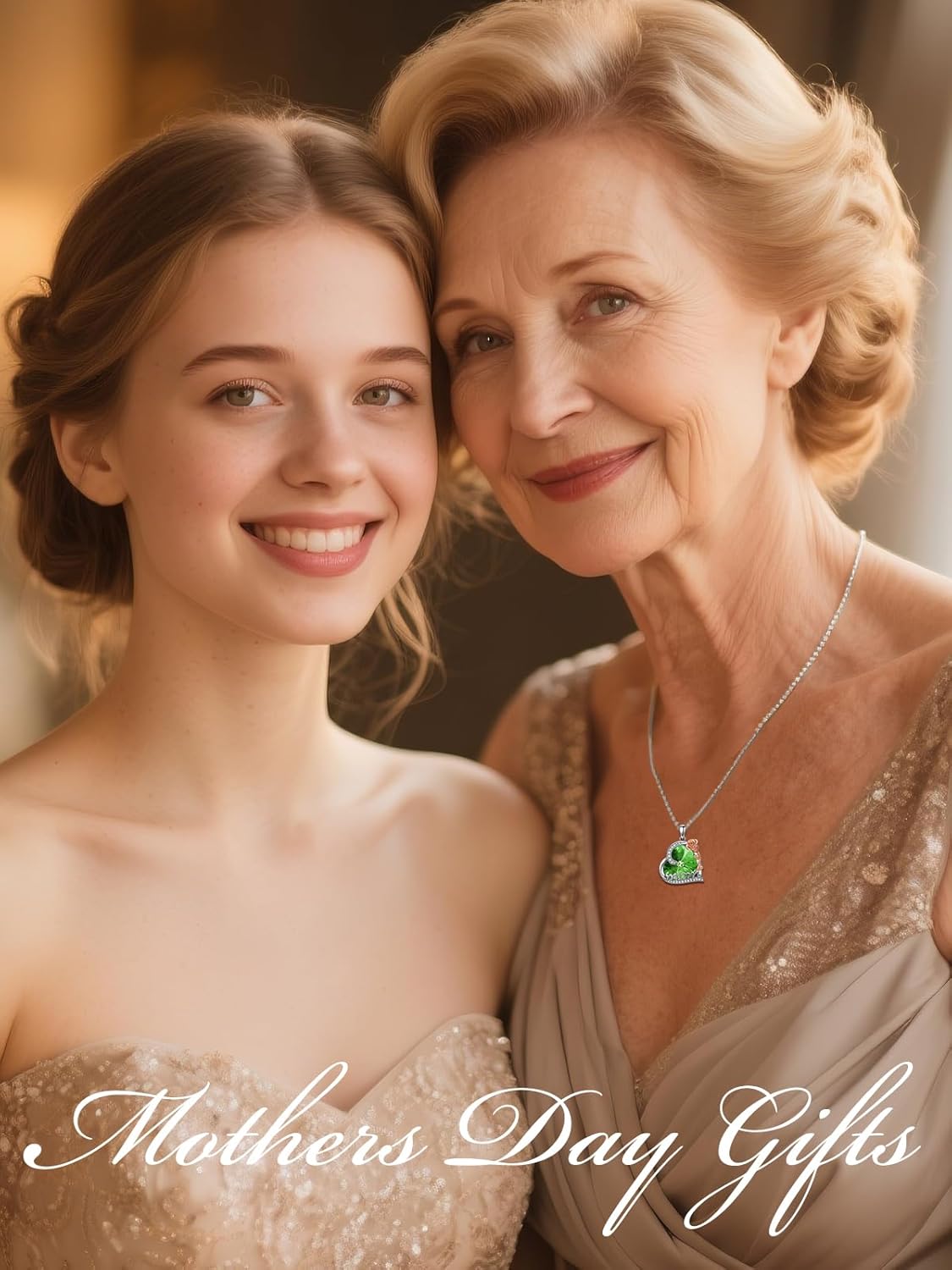 OCJ Birthstone Heart Necklace 925 Sterling Silver Rose Flower Pendant Necklaces Jewelry Gifts for Mom Women Mother Grandma Birthday Christmas Gift for Mom - Image 3