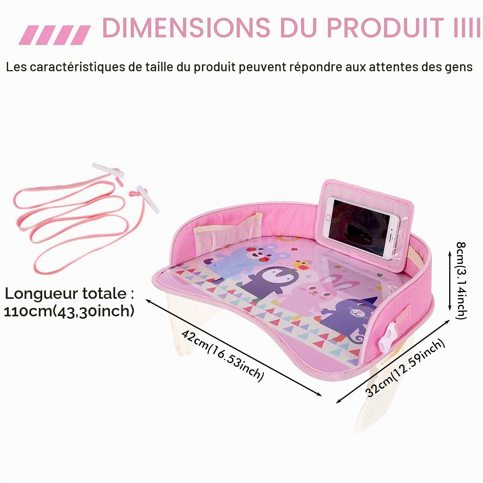 table d'activités de voyage pour enfants - Surface lavable avec organiseurs pour voiture, avion, poussette