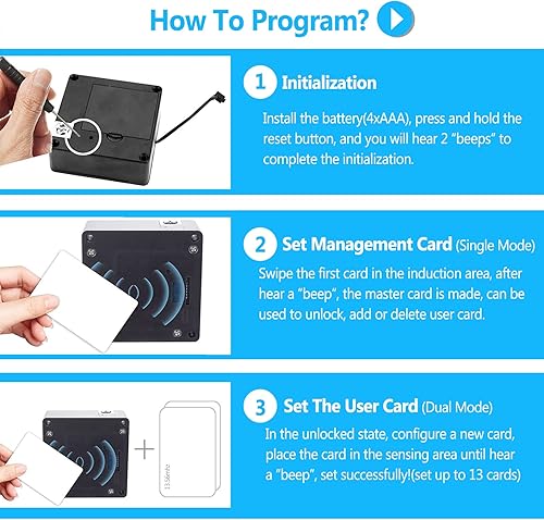 Miniatura 5 de CODACE Cerradura de gabinete RFID, cerraduras electrónicas NFC inteligentes para armario de madera, armario, despensa, paquete de 2