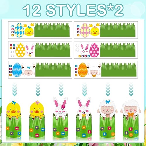 Miniatura 2 de Poen Juego de 24 juegos de manualidades de decoración de huevos de Pascua, kits de manualidades de animales, manualidades de Pascua para niños,