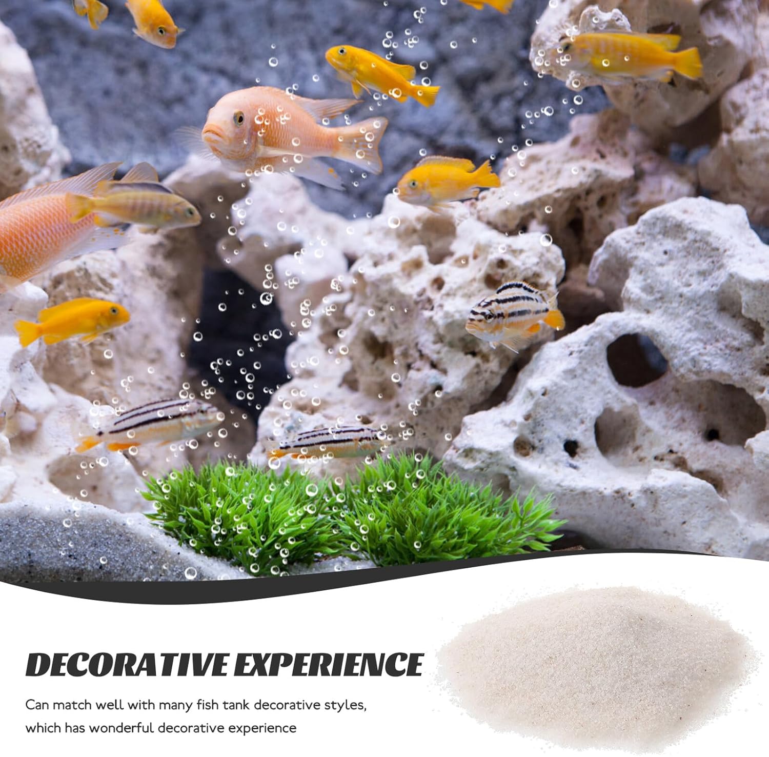 VANZACK Decorative Aquarium Gravel and Planter Stones White Sand 500g X 2 Bags Multi-Function Fish Tank Substrate for Outdoor Garden Vase Fillers