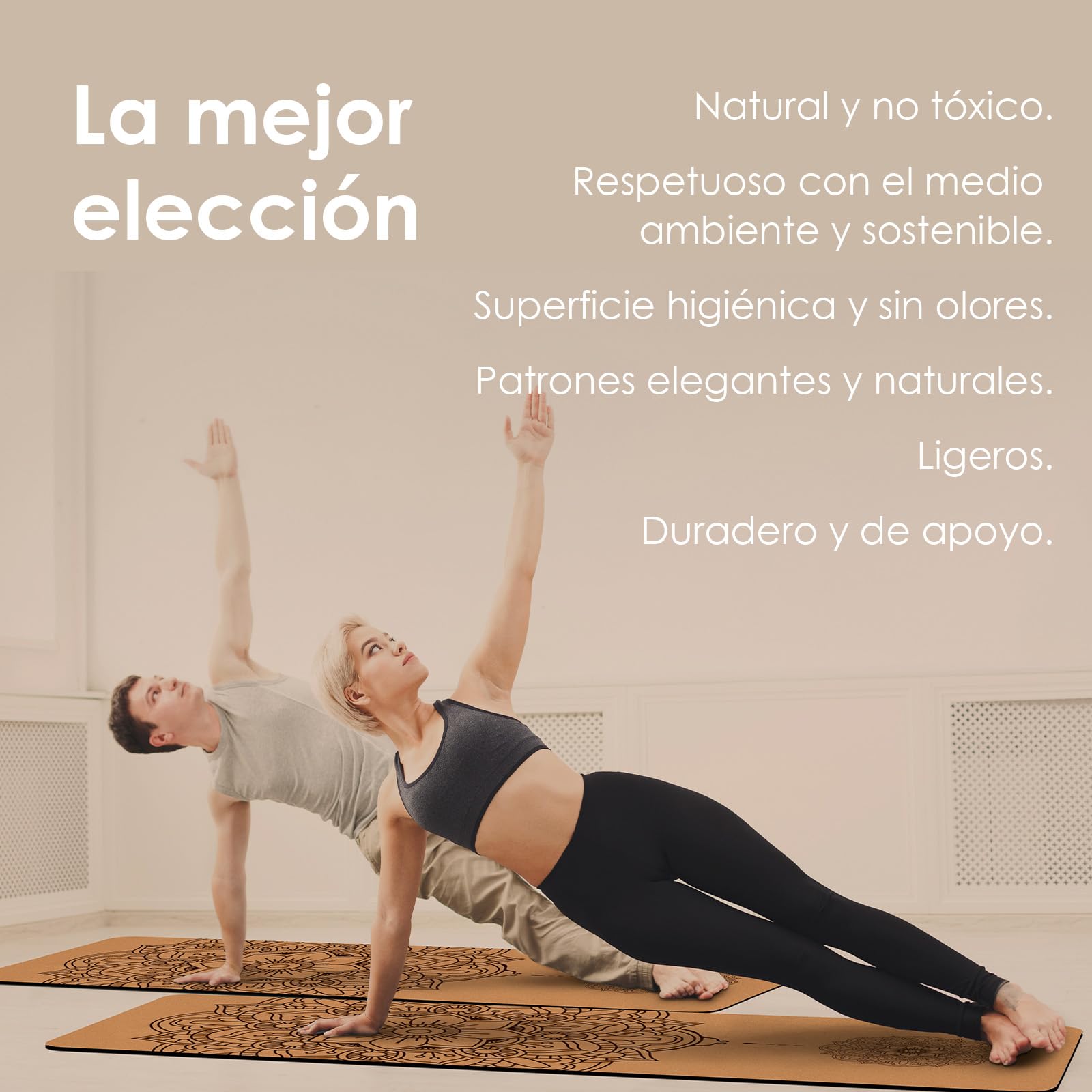 Ecologica Esterilla Yoga Antideslizante - Colchoneta Yoga de Corcho Natural, Incluye Correa de Hombro y Bolsa de Transporte,Para Yoga y Pilates,Esterilla Deporte - Yoga Mat 183 x 61CM