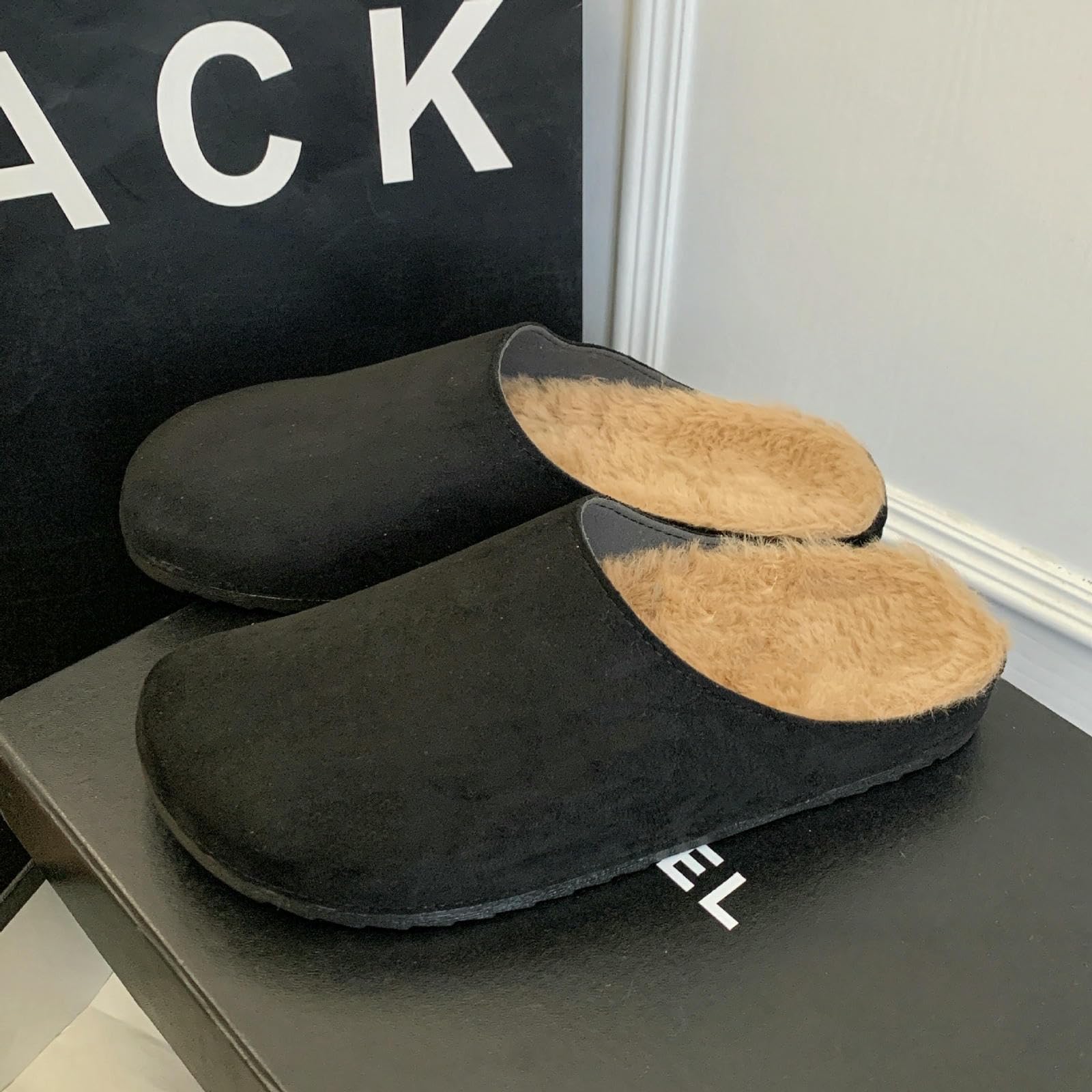 Donna Pantofole Mule in Pelle Pel