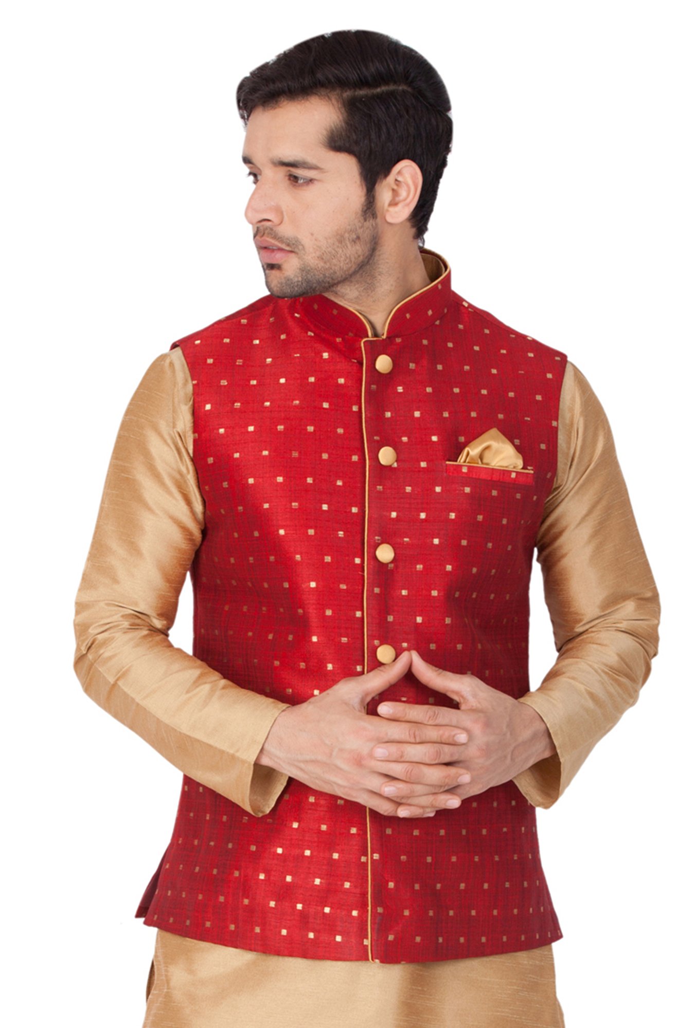 Vastramay Men's Ethnic Jacket - Maroon