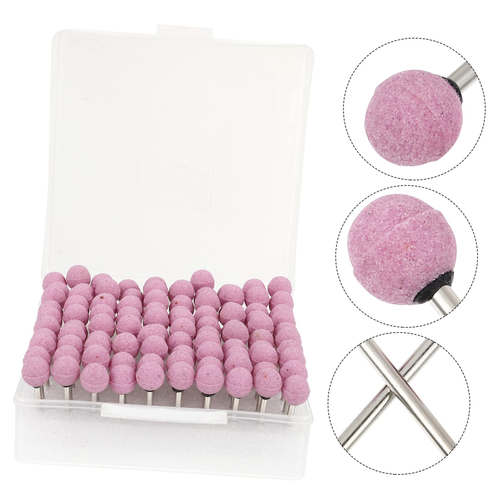 100 Teste Abrasive Sferiche per Lucidatura e Rettifica, Piccole Punte per Molatura a Mola Gambo 3mm, Utensili Pratici per Lavorazioni di Precisione e Pulizia Sbavature, Set