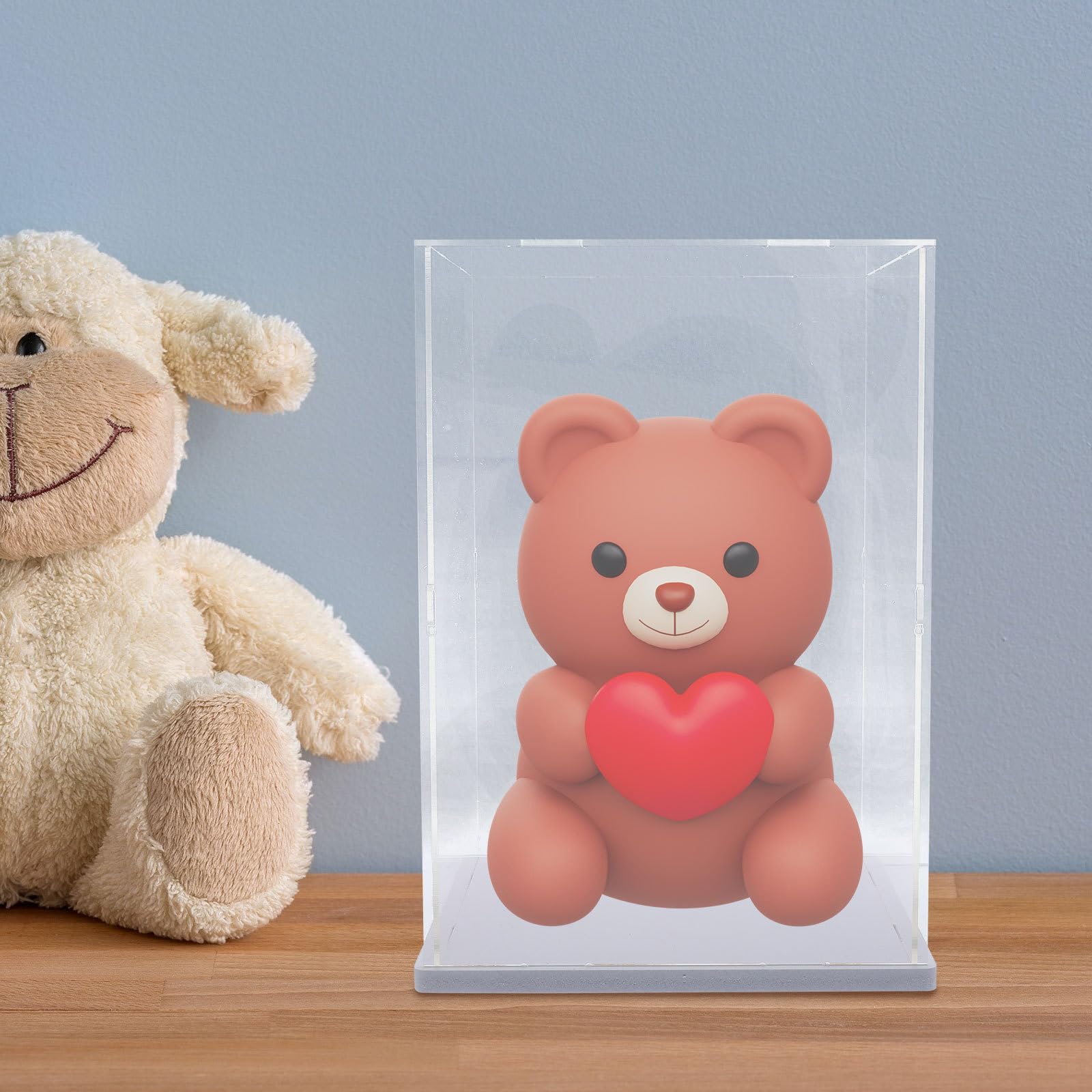 KOMBIUDA Acryl Vitrine 20x20x30cm Transparent mit Sockel Displaybox für Sammlerstücke und Figuren Staubdichte Aufbewahrung für Zuhause und Ausstellung