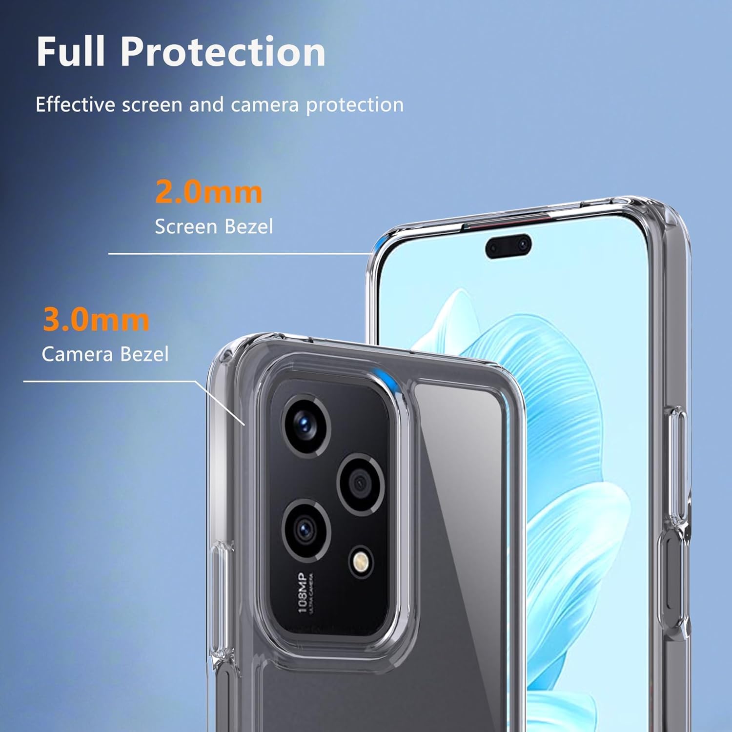 Custodia Trasparente Per Honor 200 Lite Con Protezione Fotocamera – Ultra Sottile E Antiurto (blu)