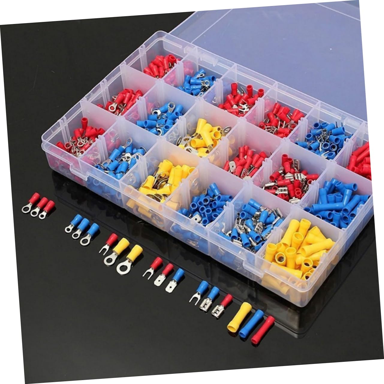1200pcs Electrical Wiring Terminal Crimp Kit Insulated Wire Connectors Storage Box for Auto