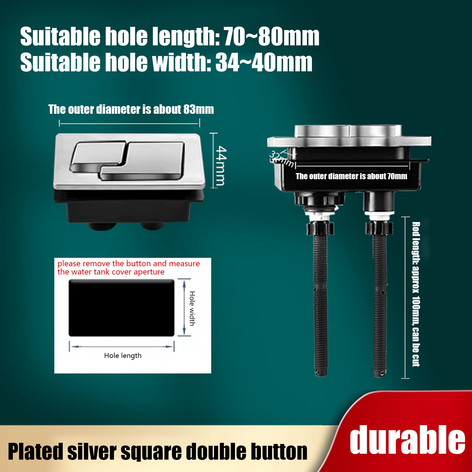 Botón Descarga Inodoro - Botón Doble De Cabeza, Reemplazo Del Boţón WC | Kit De Reemplazo Universal Ajustable Para Tanque De La Mayoría De Inodoros De Doble Descarga.