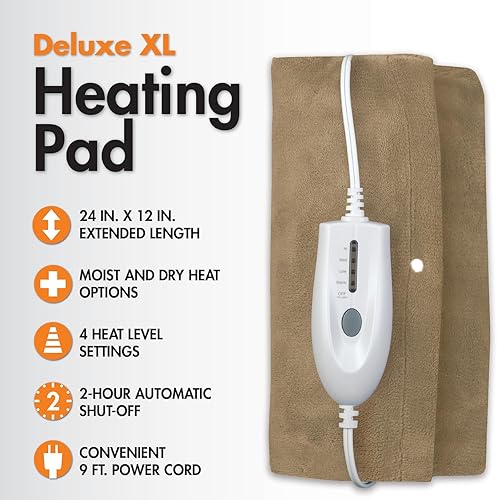 Miniatura 3 de Veridian Healthcare TheraCare Deluxe XL Almohadilla térmica húmeda o seca, marrón, universal (24-510)