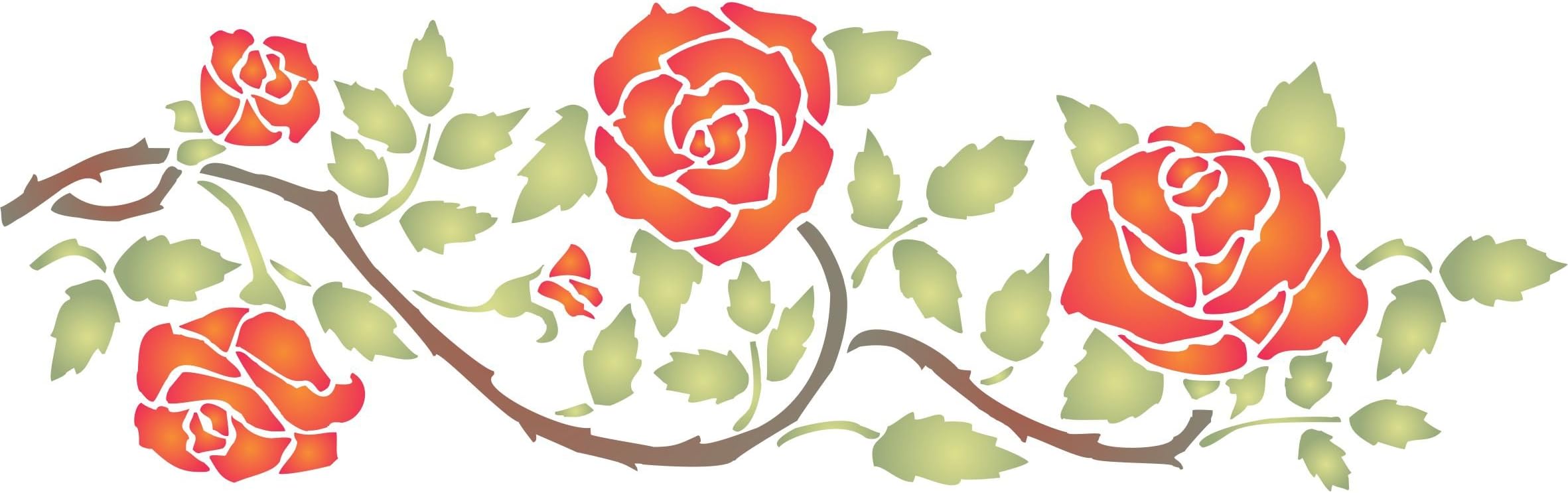Rose Border Stencil - 37 x 11.5cm - Reusable Flower Border Wall Stencil Template