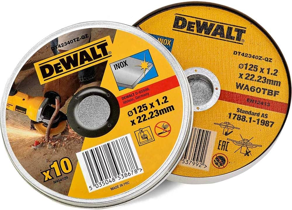 DeWalt DT42340TZ Stainless Steel Flat Cutting Disc, 125 mm x 1.2 mm (Pack of 10)