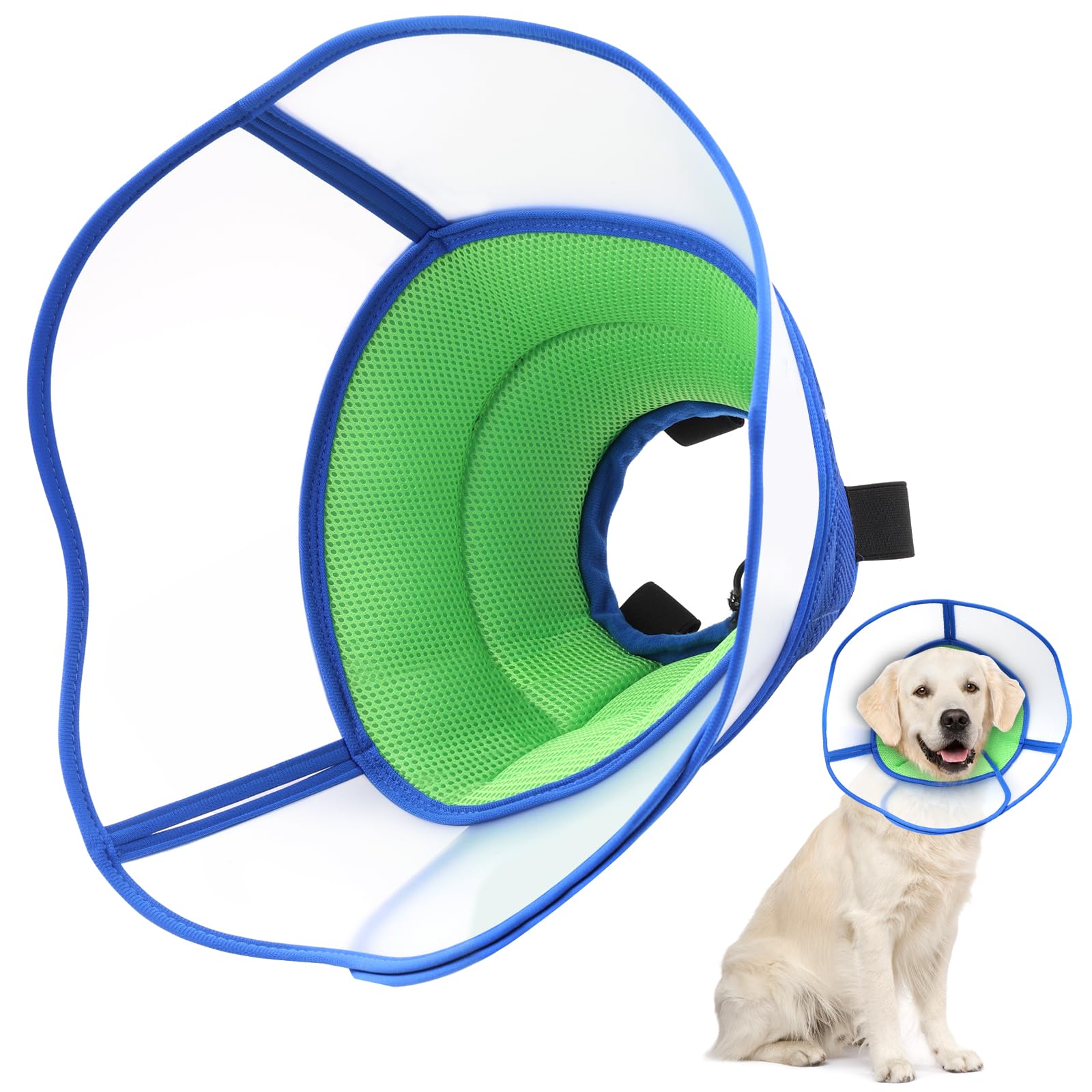 Dog Soft Cone Collar for Post-Surgery Recovery, Adjustable Buster Collar Prevents Licking