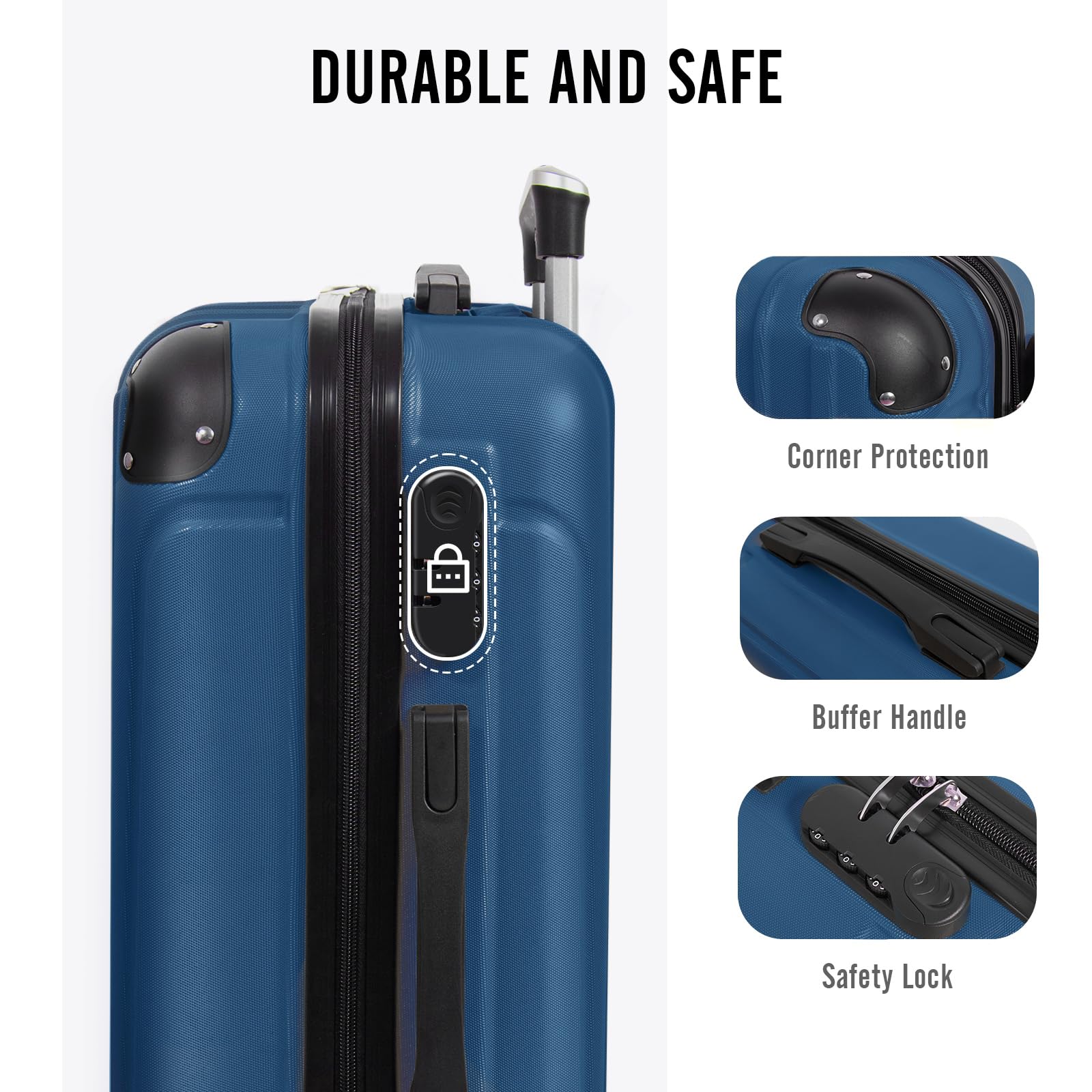 Todeco Valise de Voyage, Rigide e Légère ABS Valise de Voyage à roulettes Valises