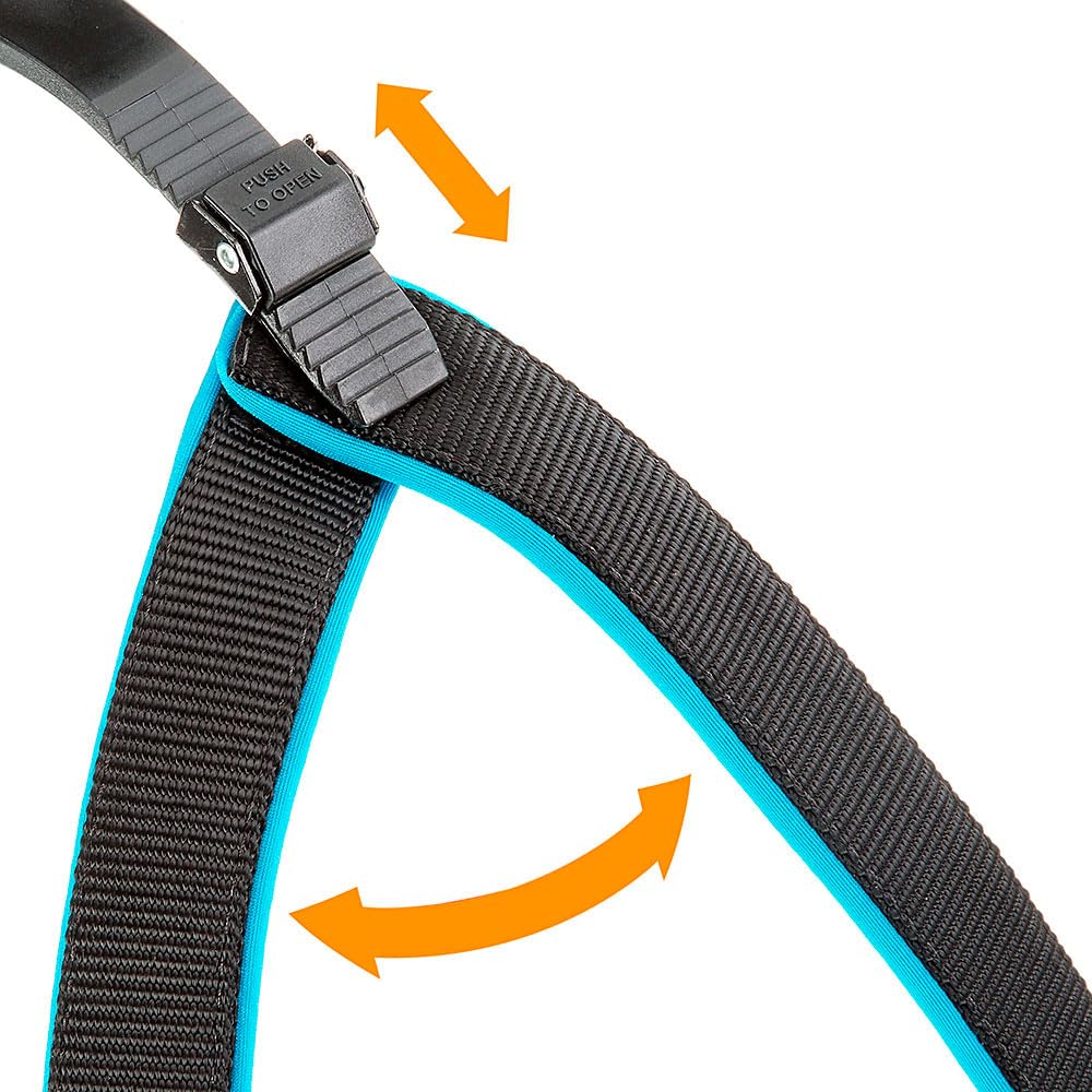 Ferplast Arnés Perro, Mediano AGILA Fluo 3 Arnés para Perros de Suave Acolchado, Sistema de Desenganche Rápido, Pecho 42-50 cm, Azul