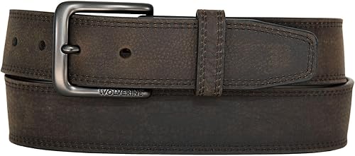 Wolverine Men's Full Grain Leather Work Belt Workwear Heavy Duty Utility Rugged Durable Metal Buckle