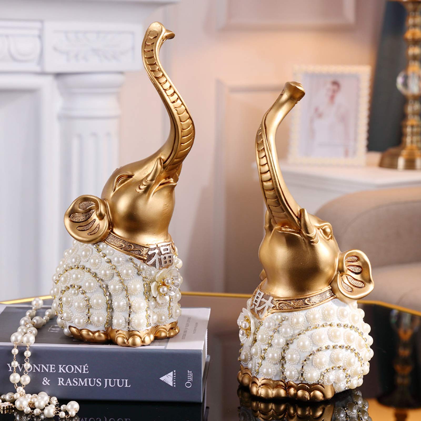 Wystrój domu Strona główna Biurko Ozdoby Ślubne Dekoracje Piękny Słoń Żywica Rodzina Słonie Statua Zwierząt Figurka Home Office Feng Shui Decor Collection Prezent Dekoracja pulpitu