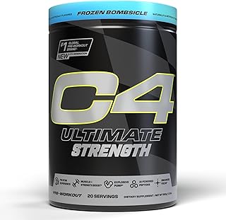 Cellucor C4 Ultimate Strength Pre Workout Powder - Tri-Stim Experience 300mg Caffeine+TeaCrine+Dynamine - Creatine & Beta-Alanine - Energy Supplement for Men & Women - Frozen Bombiscle, 20 Servings