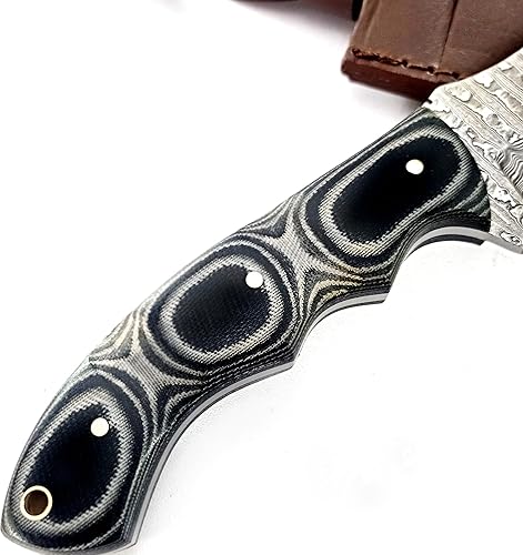 Miniatura 6 de Heritage - Cuchillo rastreador hecho a mano de acero Damasco de 10 pulgadas, agarre perfecto, mango de micarta negro, caza al aire libre