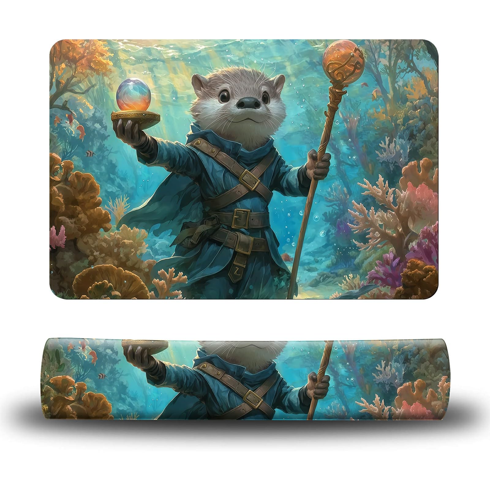 Dikoer Dog Food Mat, 19.6" x 23.6" Absorbent Pet Feeding Mat for Food and Water, Waterproof Diatom Mud Pet Placemat with Non-Slip Rubber Backing, Easy Clean Cat Bowl Mat for Floors - Sea Sloth