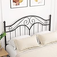 Vista 5 de Elephance Estructura de Cama de Metal Tamaño Completo con Cabecera Vintage, Plataforma de Cama con Espacio de Almacenamiento de 11 Pulgadas Sin Negro