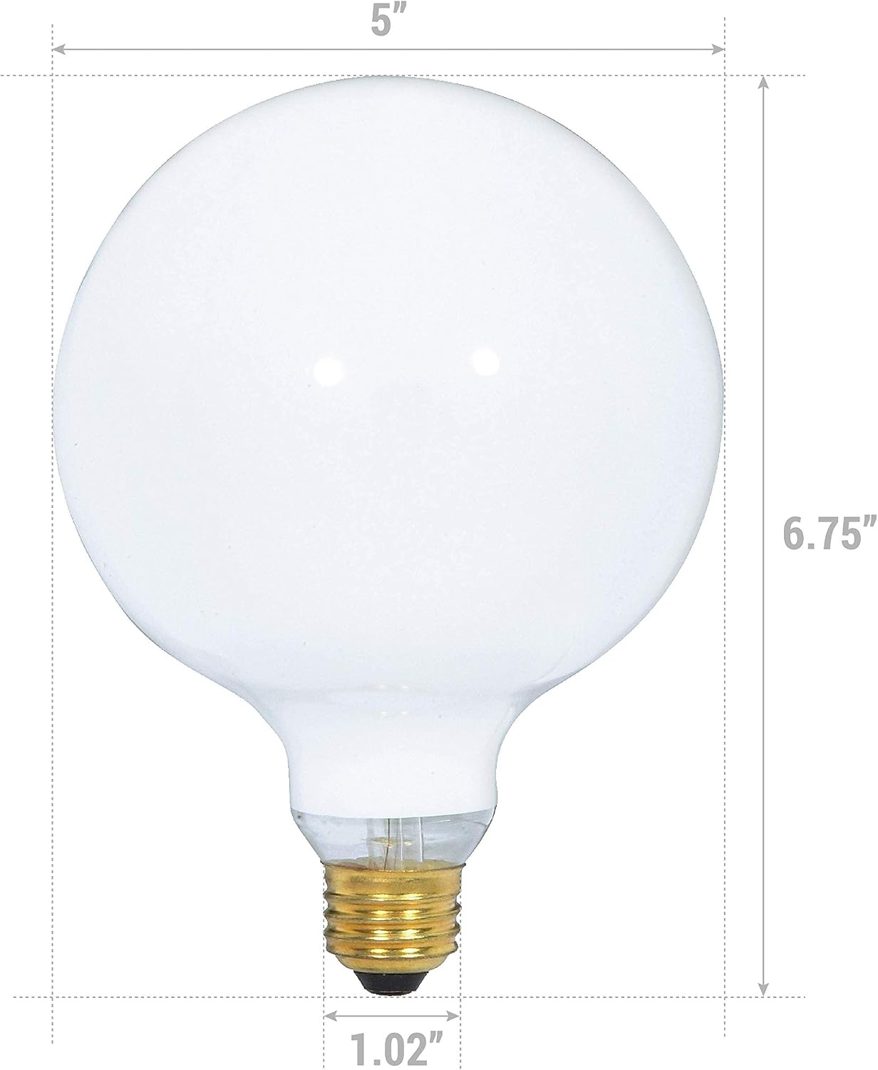 (2 Pack) G40 Incandescent Light Bulb 2700K Soft Light, Decorative Globe Light Bulbs,E26 Medium Base, Perfect use for Decor, Pendant, Bathroom/Vanity Mirror Makeup, Dimmable. (White-Finish, 100-Watt)