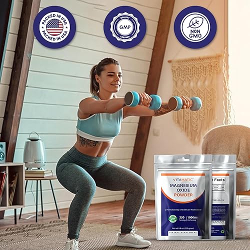 Miniatura 7 de Vitamatic Polvo de óxido de magnesio – 1000 mg por porción – 250 porciones – Suplemento de magnesio de alta absorción – 600 mg de magnesio elemental