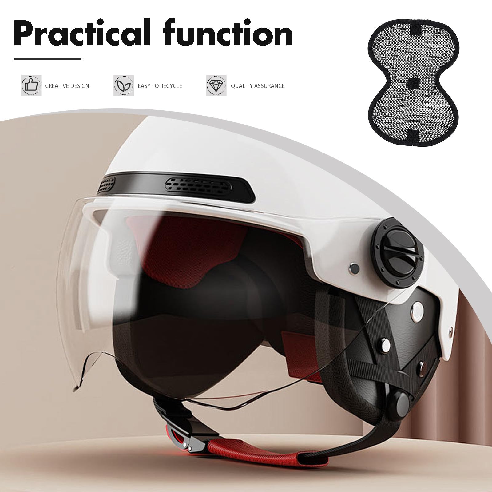 Vaguelly Fliegennetz für Fahrradhelm mit Atmungsaktivem 3D Mesh Universelle Helmpolsterung für Fahrrad und Elektrofahrzeughelme Leichtes und 
