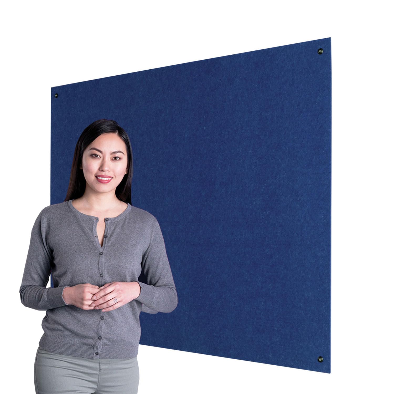 Wonderwall Fire-Retardant Frameless Noticeboard - 120 x 120cm with Fixings, Accepts pins & Staples 8 Colours to Choose from (Blue) Ideal for School, Office & Busy Public Spaces