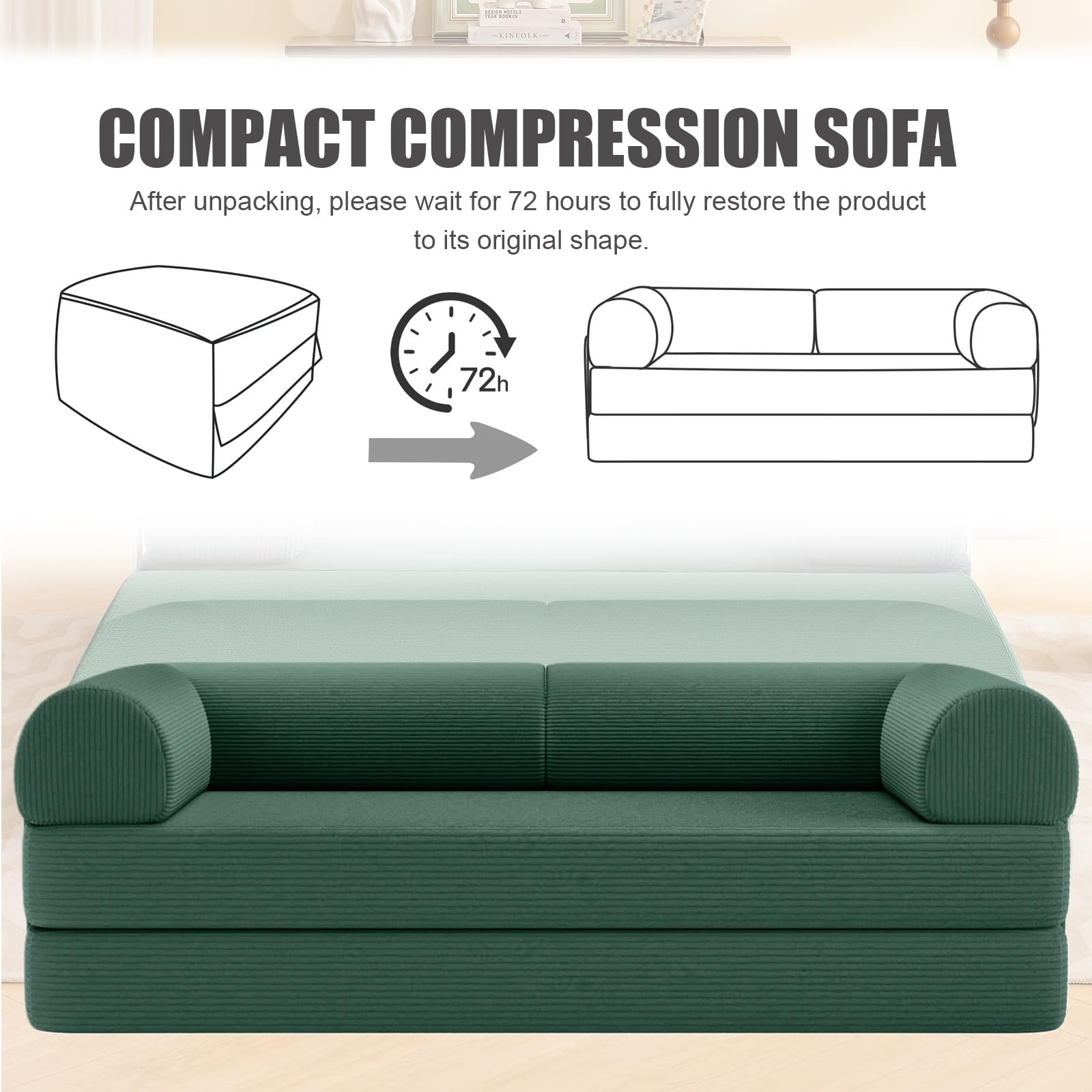Cabrio Schlafsofa, 4 in 1 Modulares Sofa für Wohnzimmer und Schlafzimmer, keine Montage erforderlich
