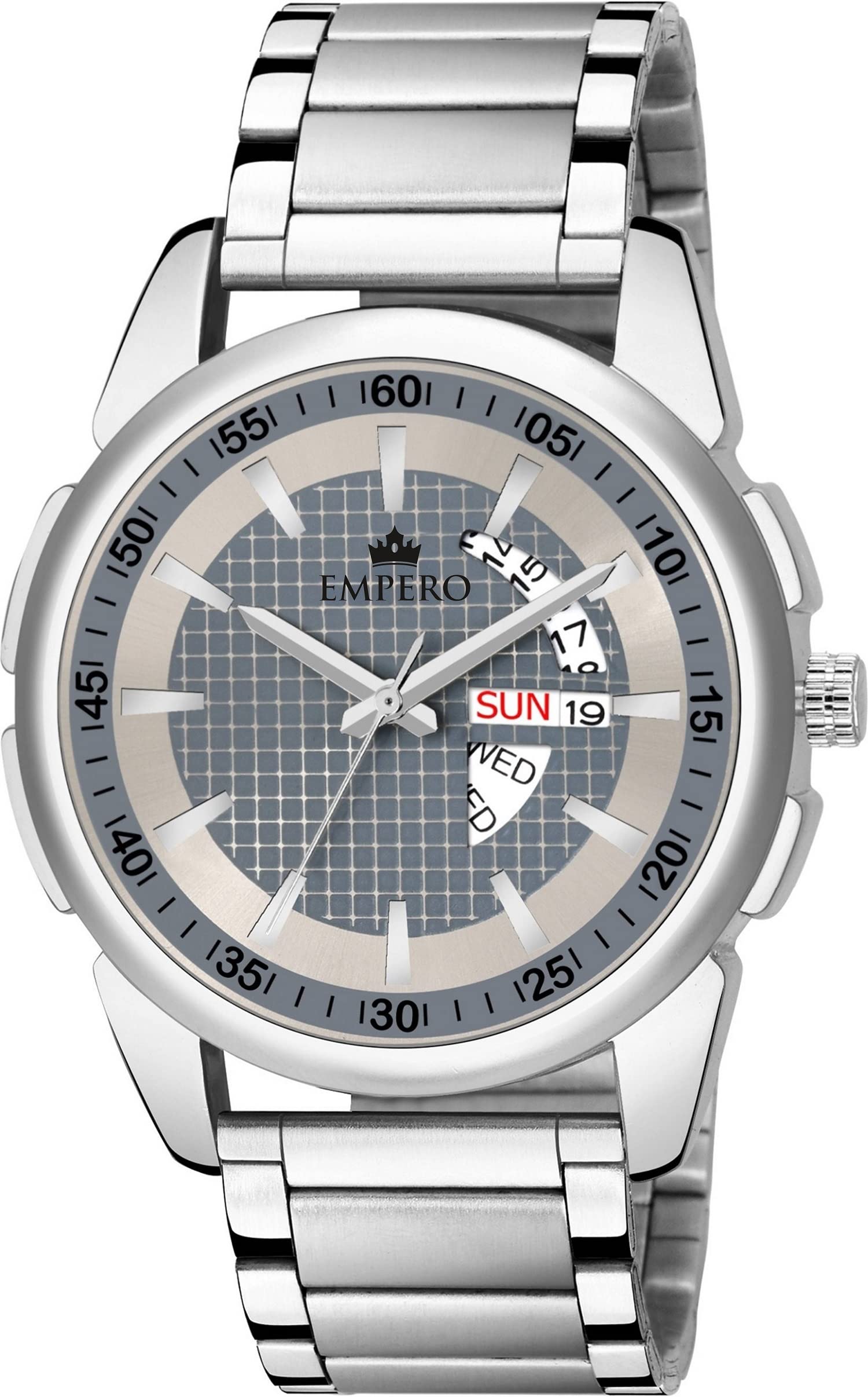EMPERO-10 Silver Stainless Steel Day and Date Analog Mens Watch (Silver) (B0C1NTPMGC) Amazon Price History, Amazon Price Tracker