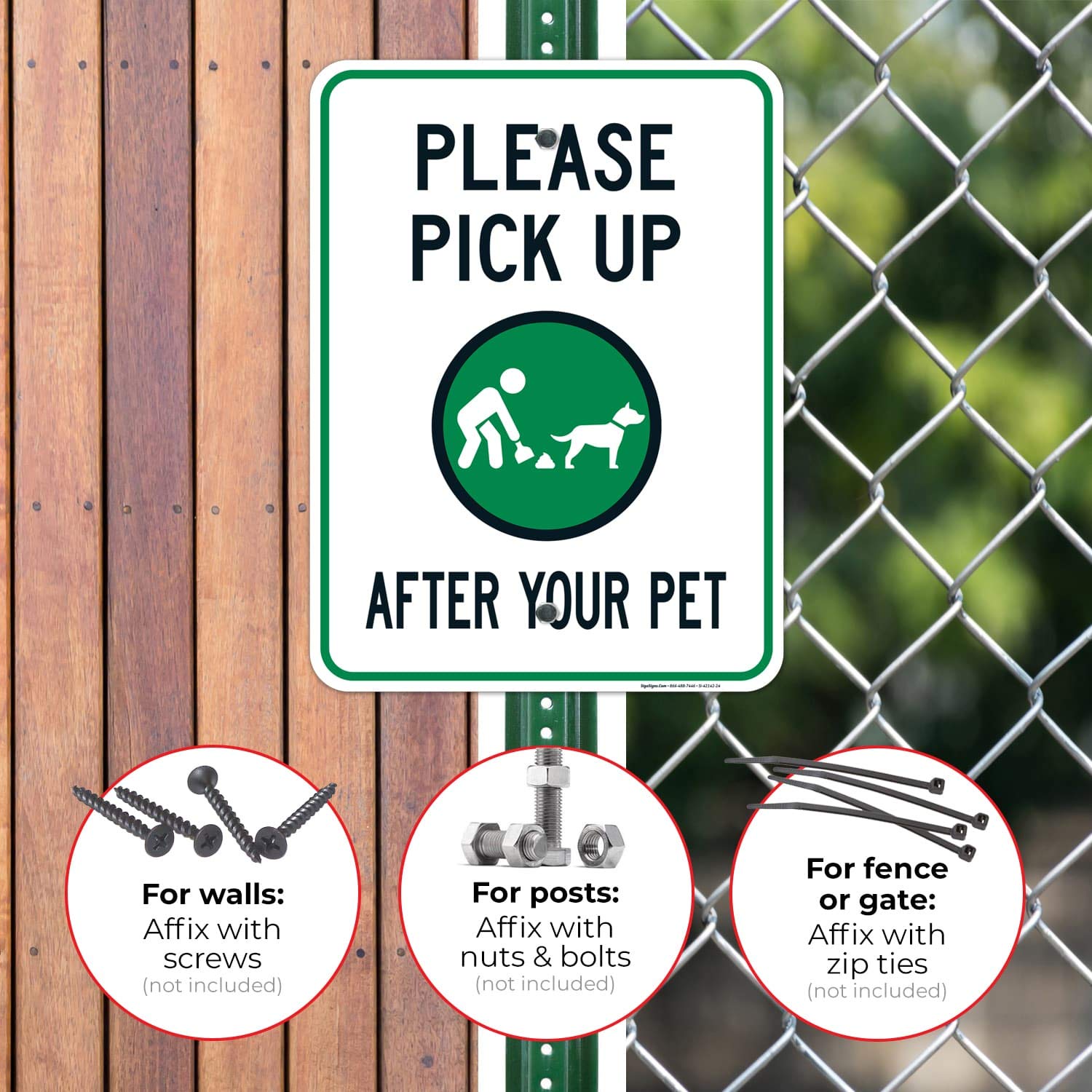 Clean Up After Your Dog Sign, Please Pick Up After Your Pet Sign, 18x24 Inches, Rust Free .063 Aluminum, Fade Resistant, Easy Mounting, Indoor/Outdoor Use, Made in USA