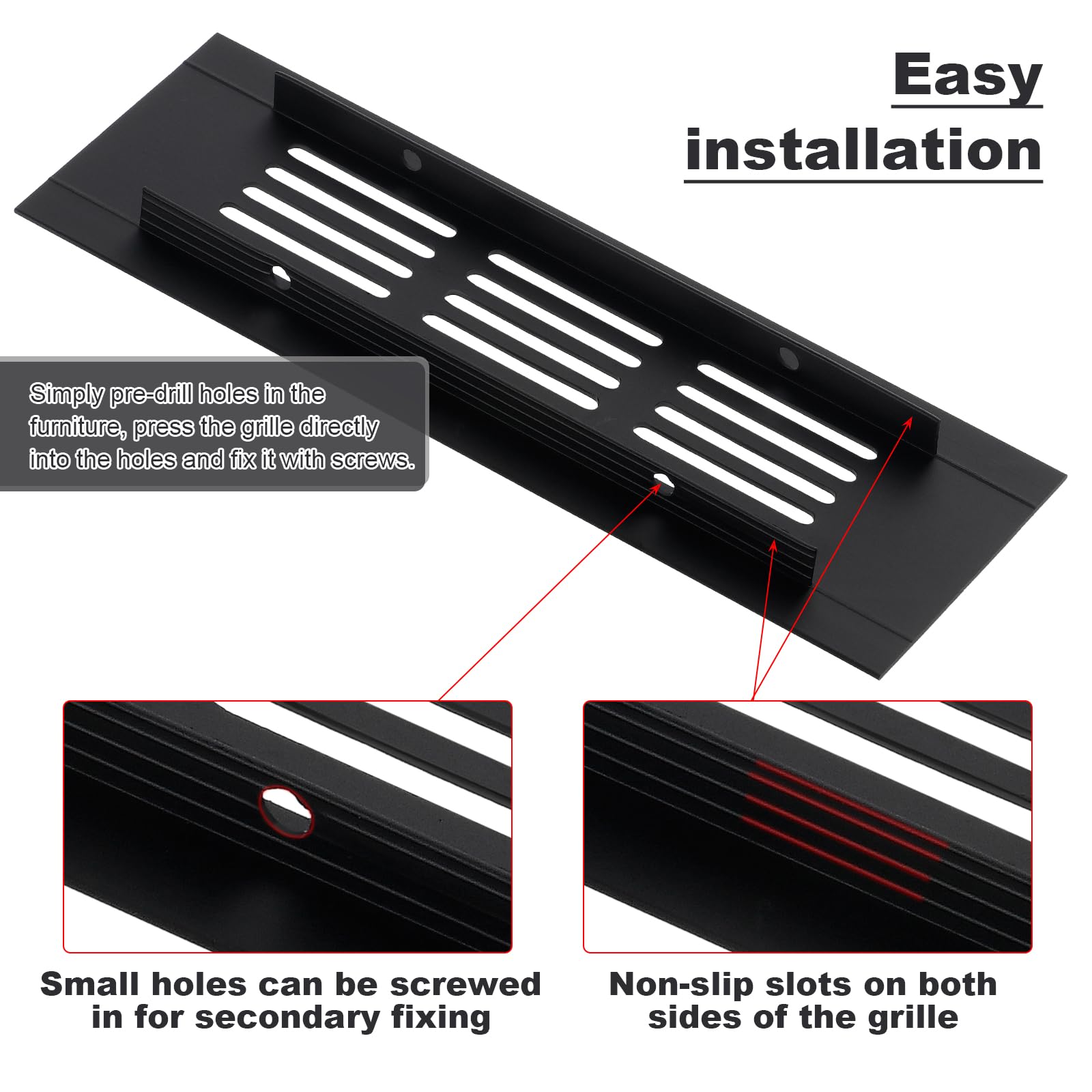 TsunNee Lüftungsgitter-Abdeckungen 150x50 Mm – 6 Stück, Aluminium, Für Schrank & Küche