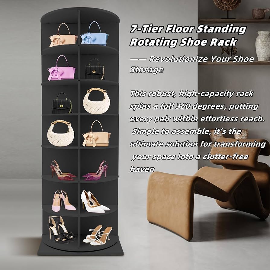 Amazon｜MEIWAIZX 7段回転シューズラック タワー 自立式 回転靴