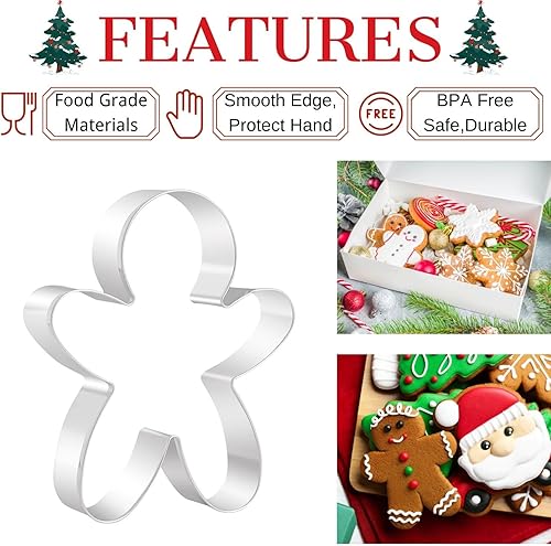 Miniatura 2 de Cortadores de galletas de Navidad grandes de 4 pulgadas de acero inoxidable para hornear, árbol de Navidad, copo de nieve, hombre de jengibre,