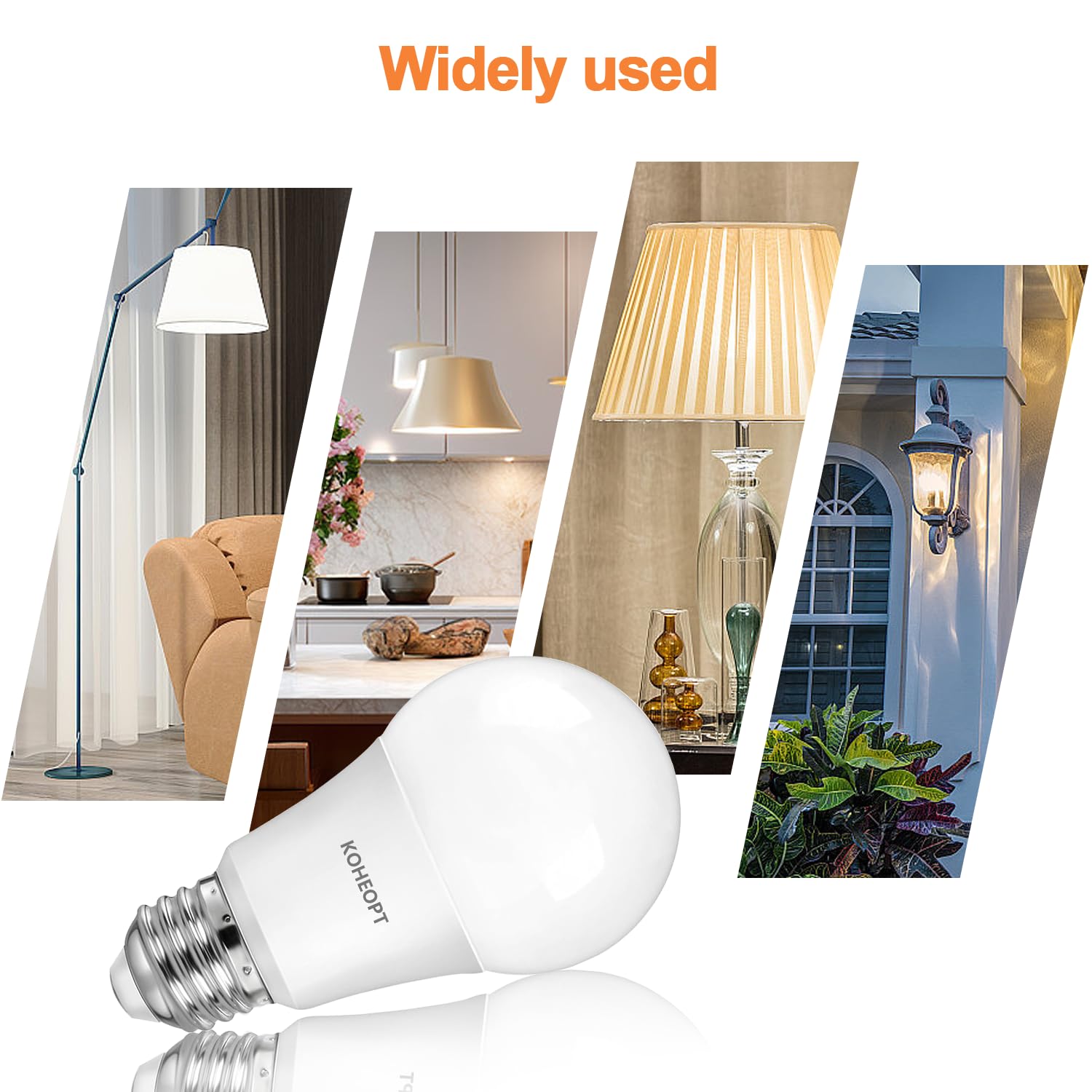 A19 LED Light Bulbs 9W 2 Pack 60 Watt Equivalent Soft White 2700K with E26 Base 800 Lumens — view 6