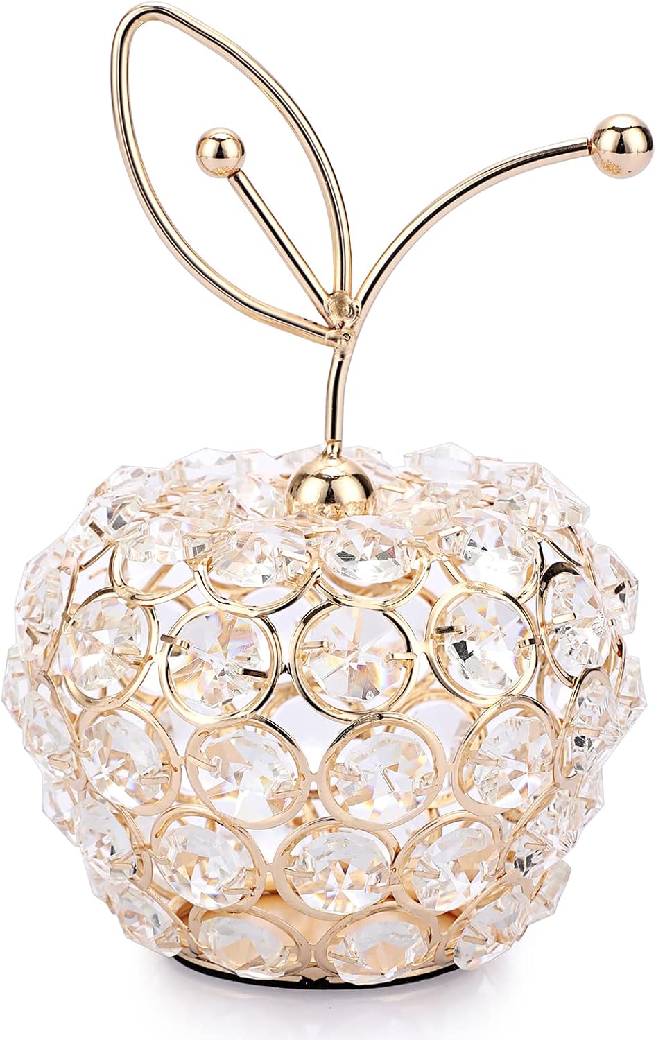 JUXYES Sparkly Crystal Beads Apple Ornament Handmade Decorative Apple Nordic Artificial Fruit Figurine Statue Table Centerpiece Decor for Home Wedding Party Festival
