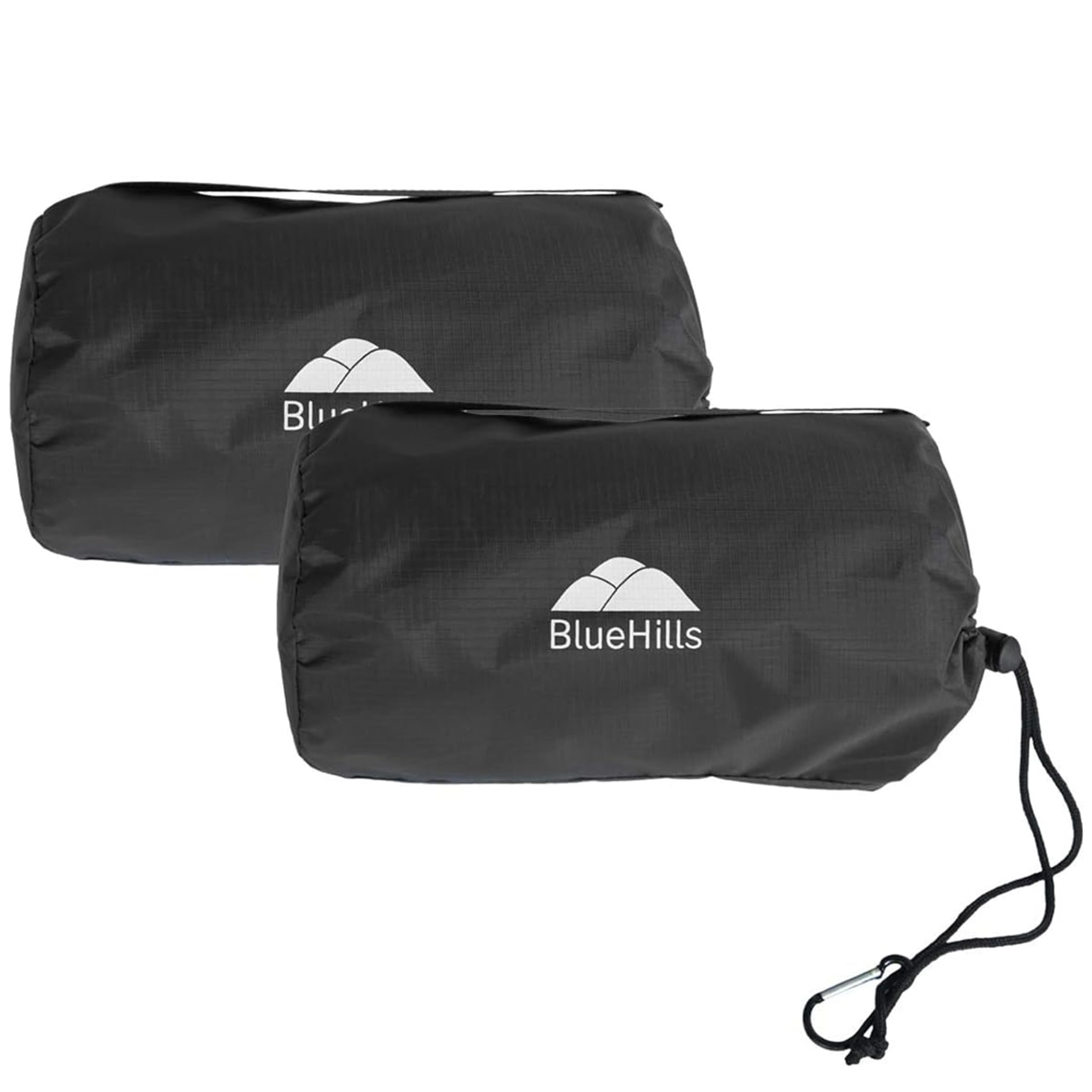 BlueHills Ultra Compact Travel Blanket 2 Pack Large Soft Cozy Portable Blanket Sheet with Carry Case and for Flight Airplane Car Layover Camping Hotel C203-2PK-Black