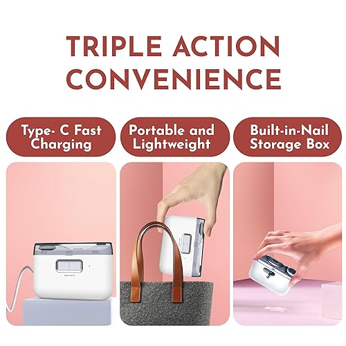 Miniatura 3 de Cortaúñas eléctrico automático, 2 en 1, recargable, para bebés, adultos y personas mayores, pulidor de manicura resistente con LED de seguridad para