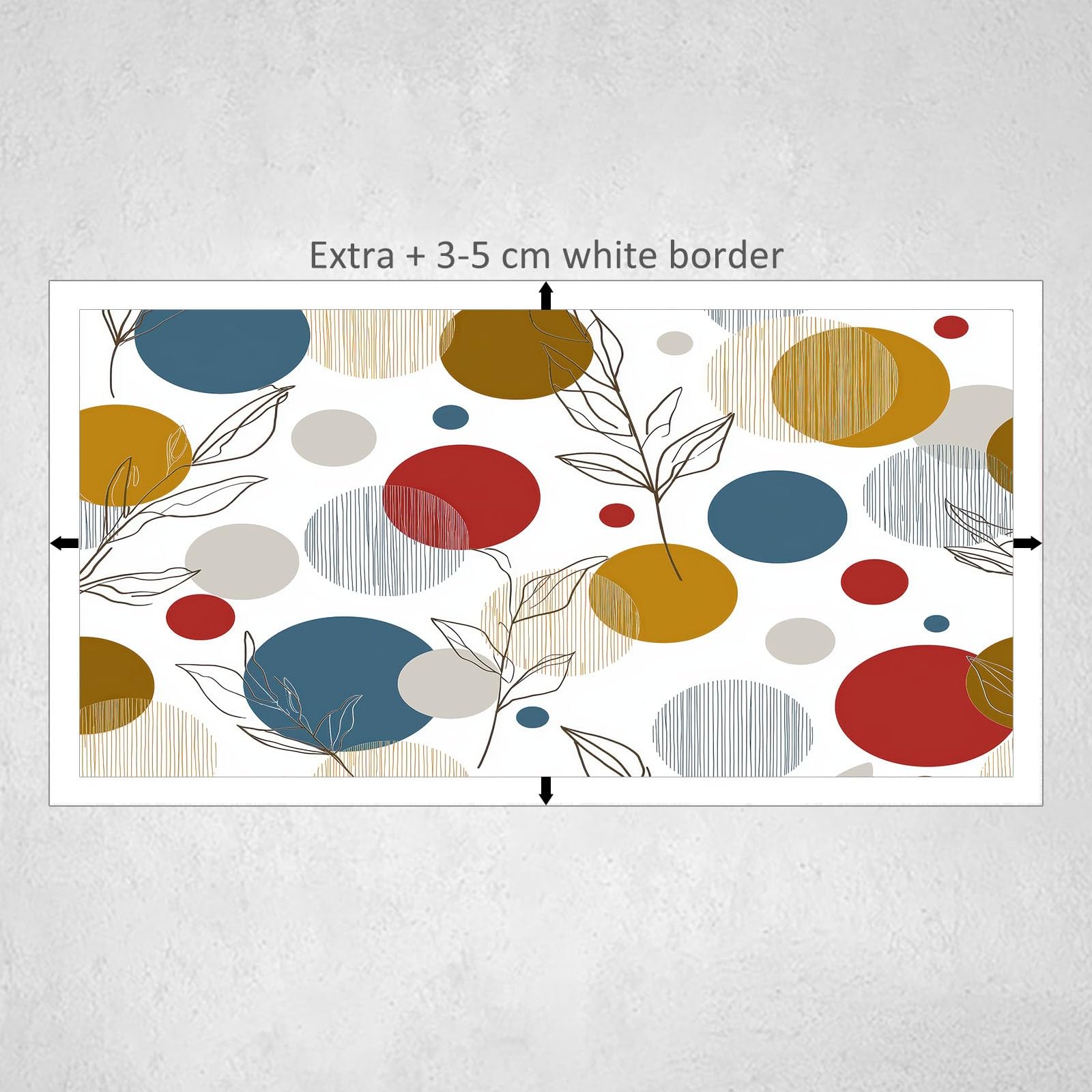Abstrakt Geometrisch Polka Dots Pflanzen Modernes Leinwandbild 120L x 80B cm mit Rahmen, Boho XXL Wanddeko für Wohnzimmer Geschenk Idee Einzug - Hochwertiger Kunstdruck auf Holzrahmen