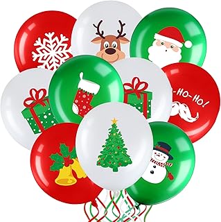 45 Pcs Christmas Balloons, 12 Inch Christmas Latex Balloons Bulk Red Green and White Balloons Christmas Tree Elf Santa Party Balloon for Christmas Birthday Party Decorations Holiday Xmas Party Favors