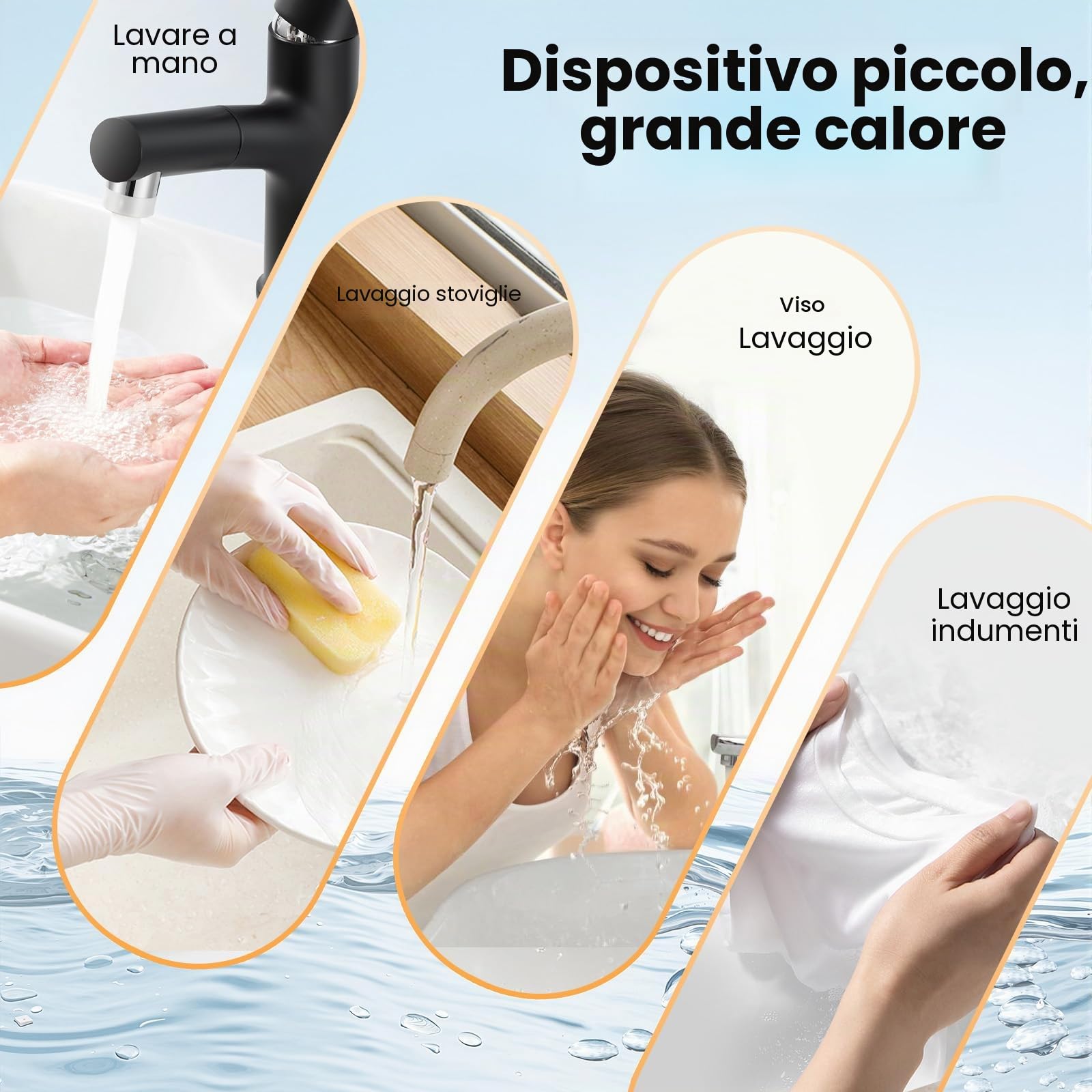 Scaldacqua elettrico istantaneo da 1500 W, temperatura regolabile da 0 a 65 °C, mini scaldacqua istantaneo con display, serbatoio acqua calda 8 l, piccolo scaldacqua istantaneo, per cucina, armadio