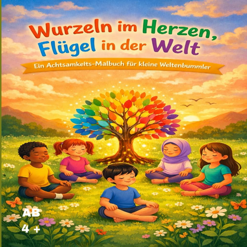 Wurzeln im Herzen, Flügel in der Welt: Ein Achtsamkeitsmalbuch für kleine Weltenbummler, Emotionale Stärkung und Achtsamkeitsübung in 22 Bilder, ab 4 Jahren