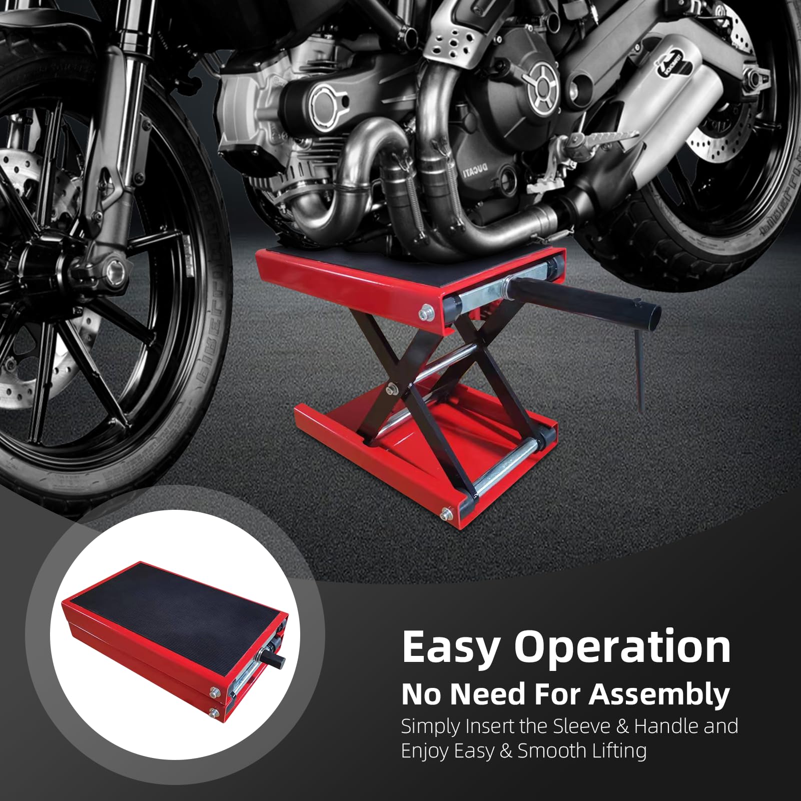 Sollevatore moto regolabile in altezza 4-13 pollici, cric carrello a forbice in acciaio 500 kg 1100 lbs