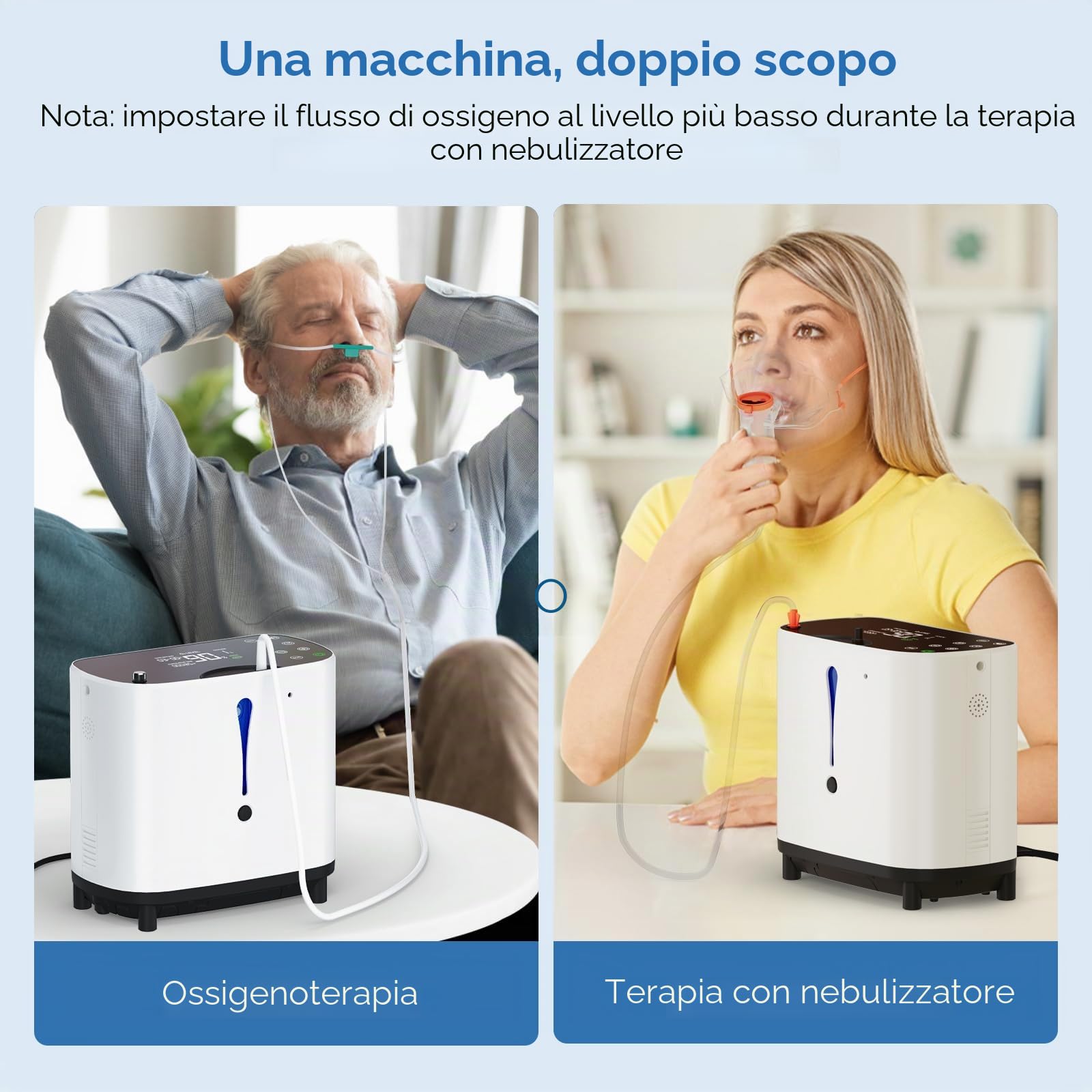Concentratore di ossigeno portatile, dispositivo di ossigeno per casa, 90%, concentrazione regolabile da 1 a 6 l/min, dispositivo di ossigeno, concentratore di ossigeno, portatile, telecomando, casa e
