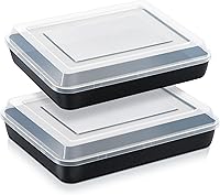 Vista 8 de E-far Bandeja para hornear con tapa, 10.5 x 8.3 x 2 pulgadas, antiadherente, rectangular, de acero inoxidable, para horno tostador, utensilios