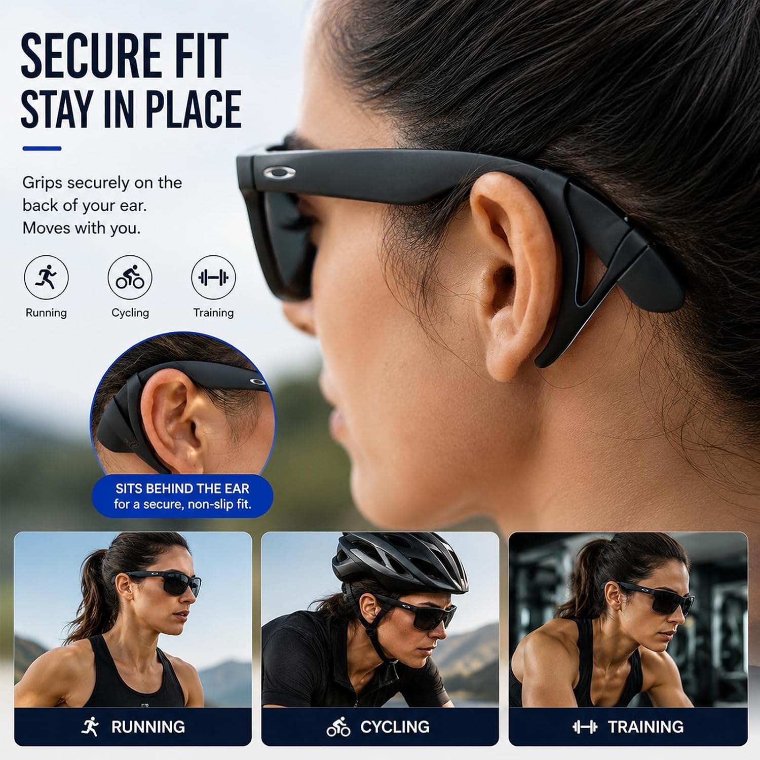 Adjustable Silicone Eyewear Retainers for Oakley Meta HSTN/Vanguard & Ray-Ban Meta Gen 1/Gen 2/Wayfarer/Skyler/Headliner Smart Glasses, Anti-Slip Eyeglass Ear Grips, Soft Glasses Temple Hooks